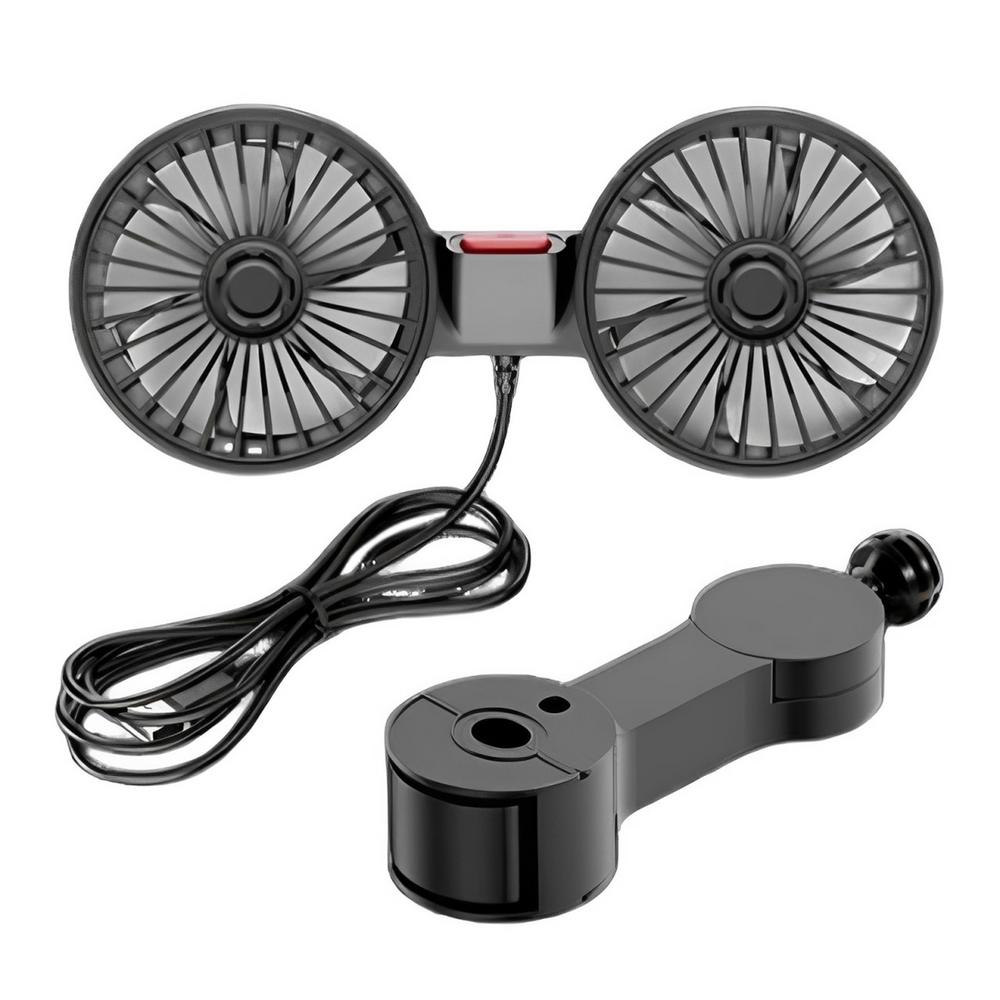 

Электрический автомобильный вентилятор для заднего сиденья с вращением на 360 градусов, двухголовый вентилятор для заднего сиденья, вентилятор для заднего подголовника с 3 скоростями, автоматический чёрный