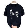 Unisex Minimalist Print Cotton Crewneck Breathable Summer Basic Loose Fitted Casual Graphic Tee