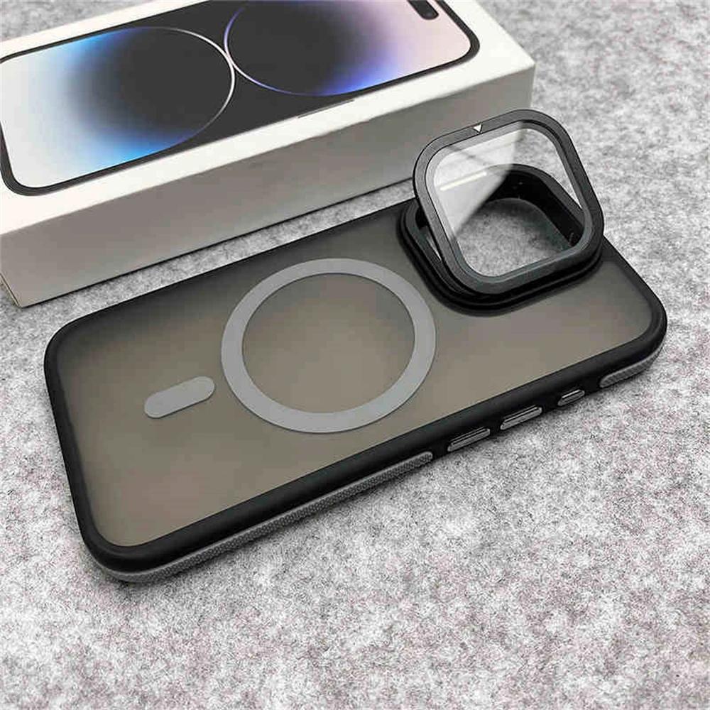 

Glass Lens Camera Protection Stand For Magsafe Magnetic Phone Case For For Iphone 16 11 12 13 14 15 Pro Max Plus Matte Clear Cover For iPhone 16