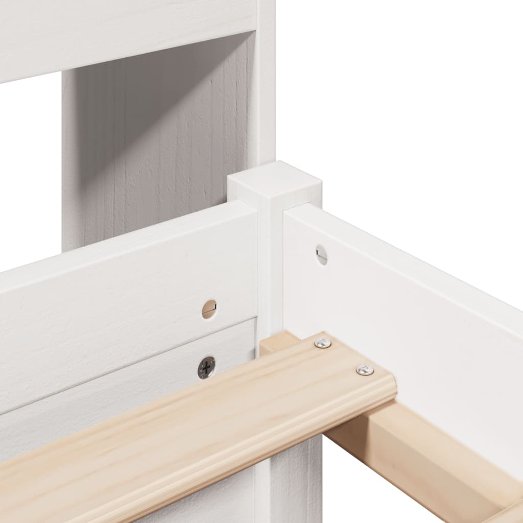 Solid Wood Bed with Shelf Without Mattress White 160 x 200 cm Pine
