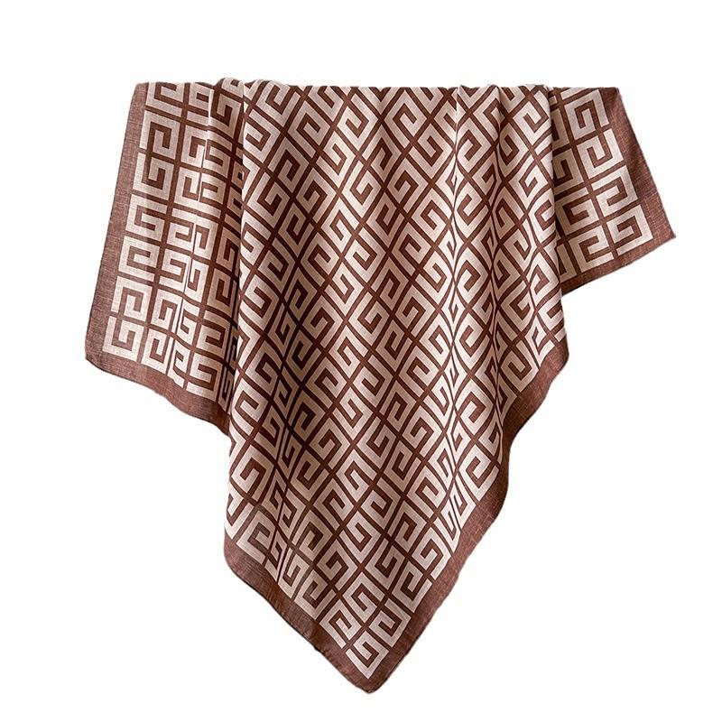 Korean Version of Sunscreen Beach Towel 91 Imitation Silk Large Square Scarf Shawl Commuting Versatile Printed Herringbone Scarf Headscarf Women