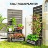 Raised Bed For Garden Planter With Trellis For Climbing Plants Vines Planter Box With Drainage Gap Black