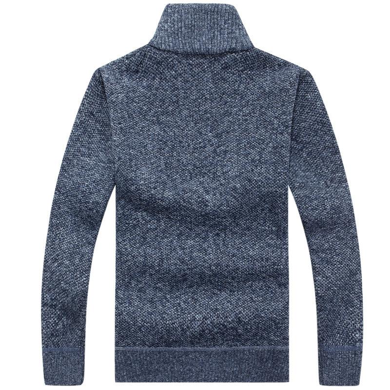 Sweater Men's Fleece Thick Clothing Knit Sweater Loose Pullover Stand-up Collar Half-zipper Big Line Coat Plus Size