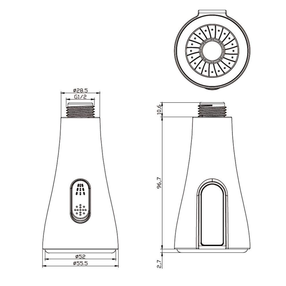 Pull Out Kitchen Sink Faucet Nozzle G12 with LED Digital Temperature Display and Two Spray Modes for Bubble and Jet Water Flow