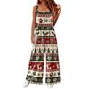 Women's Casual Sleeveless Cotton Jumpsuit with Christmas Print for Holiday Parties and Everyday Wear