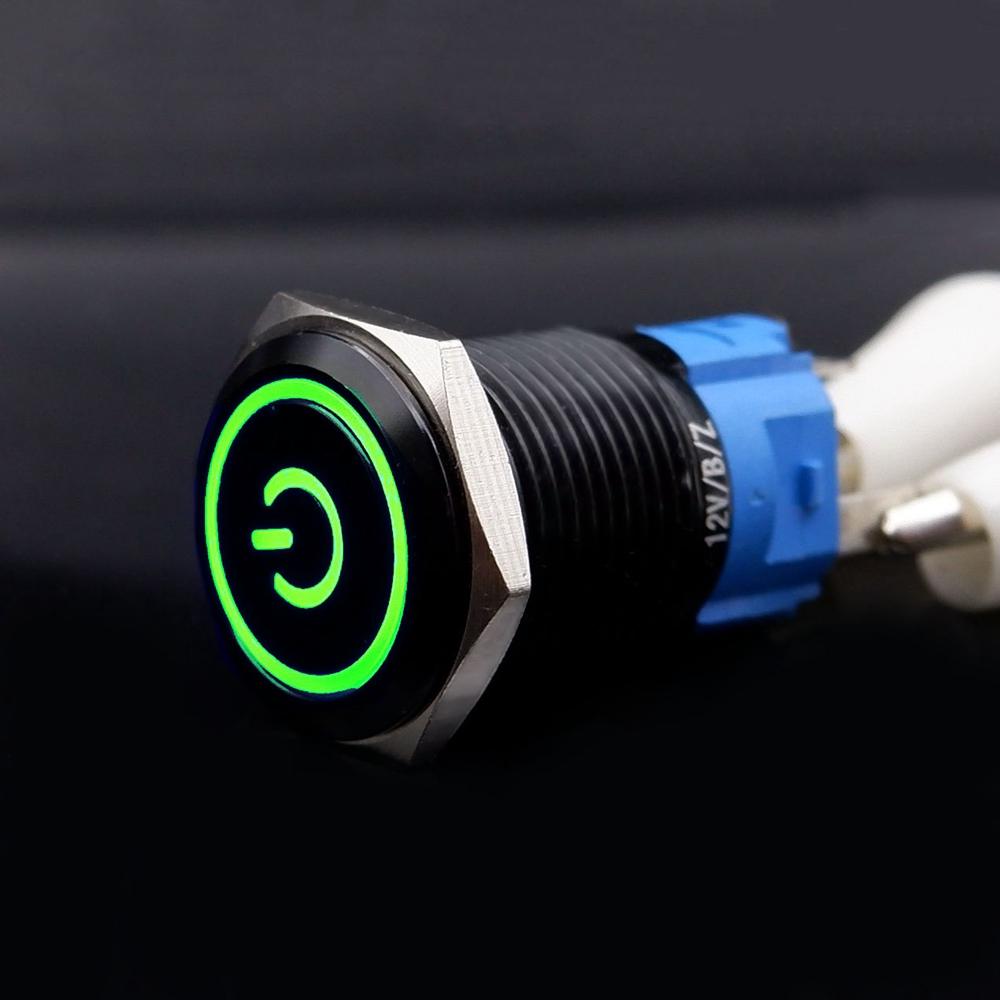 16mm 19mm 22mm Metal Push Button Switch With Fixed PC Power Supply Switches Car Engine Start Stop Backlit LED 3v 5v 6v 12v 24v