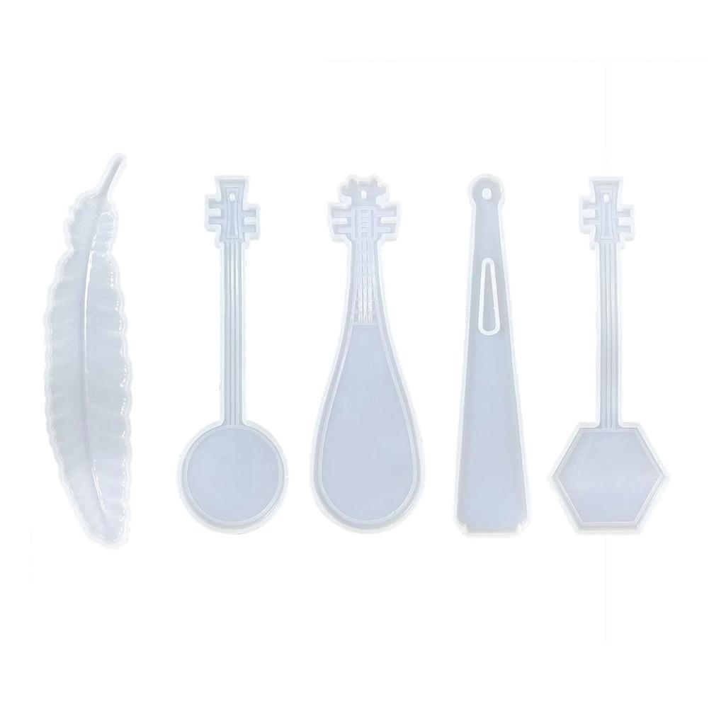 Silicone Bookmark Mold DIY Bookmark Mould for Resin Casting Including Feather Musical Instrument Pipa Shape #470562