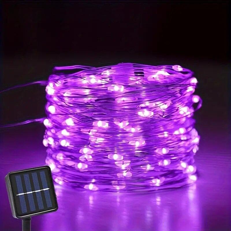 1PC Solar-Powered LED String Lights Outdoor Copper Wire Fairy Lights,Decoration Lights For Wedding,Holiday,Festive,Garden,Yard