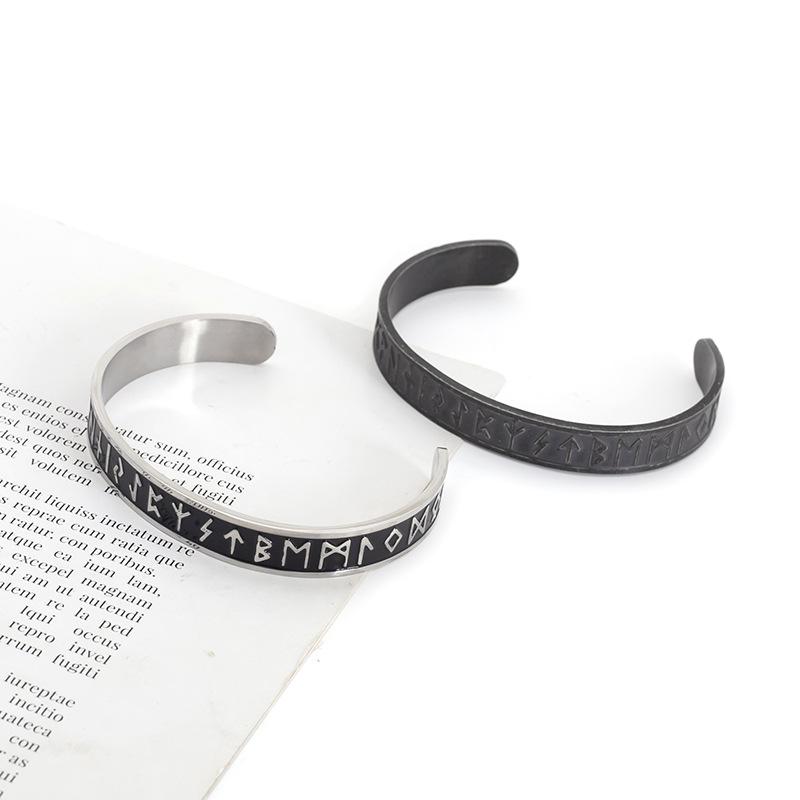 Viking Style Open Cuff Titanium Steel Bracelet Men's Bold Triquetra Knot Wristband