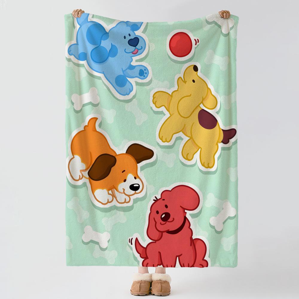 Cartoon B-Blue's Clues-s Throw Thick Comfort Flannel Quilt, Multi-scene Use Indoor Outdoor Daily Nap