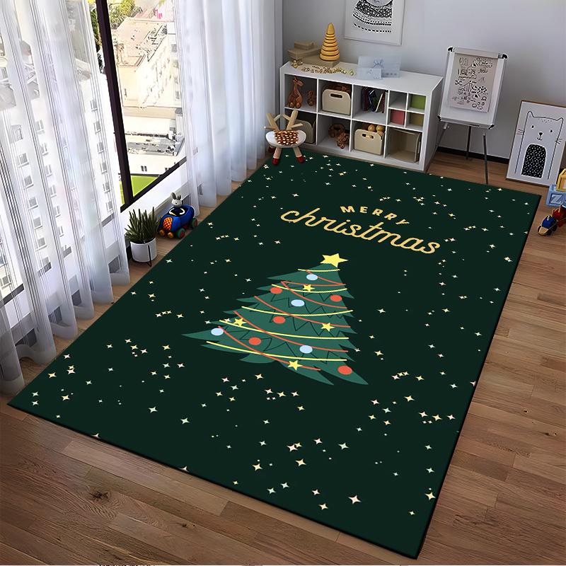 Christmas Tree with Starry Background Non-slip rug suitable for living room and bedroom sofas.