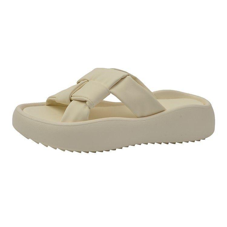 Cool slippers women wear new thick-soled beach sandals in summer, fashionable women's thick-soled one-word slippers for pregnant women
