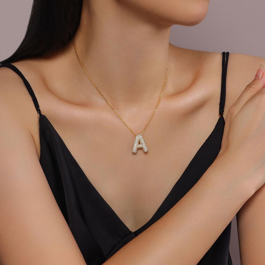 Letter Pendant Necklace 925 Silver Plated 18K Gold Collarbone Chain Fashionable Versatile Moissanite Chain