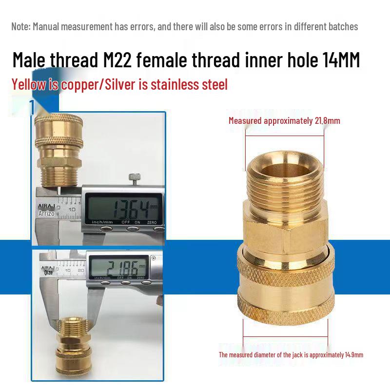 High-Pressure Water Spray Gun & Hose Fittings with M22-1/4 and M22-3/8 Quick Connect