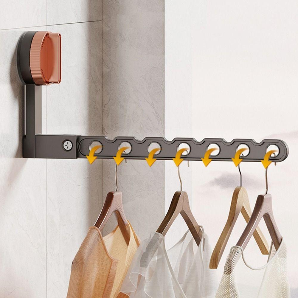 Wall Mounted Suction Cup Clothes Drying Rack Aluminum Laundry Hanger Clothes Rack  for Home