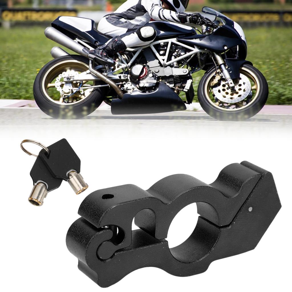 Motorcycle Lock Handlebar Grip Aluminum Protective Horn Lock for Braking SecurityBlack