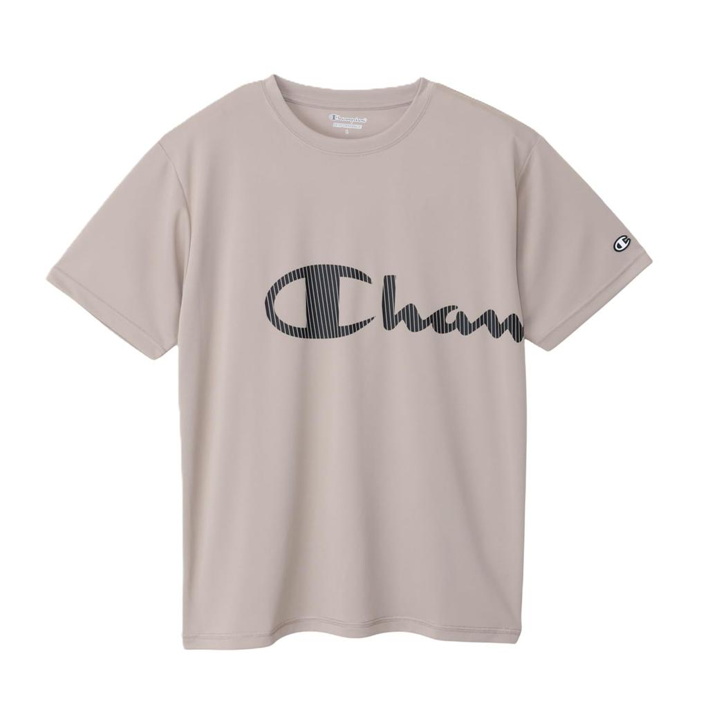Champion Basic Sport Short Sleeve Sand Short Round Large UV Antibacterial and Odor Quick Graphic Rubber Print Men's T-Shirt, Beige, C3-BS327L, Sleeve,