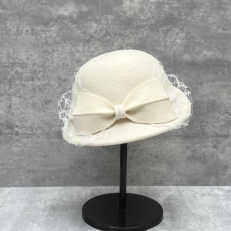 Белый берет в стиле знаменитостей, женский, с бантом, высококачественный, темпераментный, элегантный, с короткими полями, иностранный, тысяча золотых, цилиндр M（56-58cm）