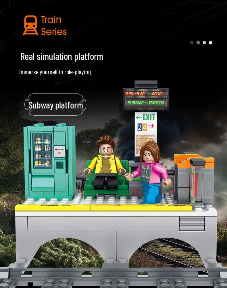 Popular Children's Educational Subway Train Model Building Blocks Toy Set