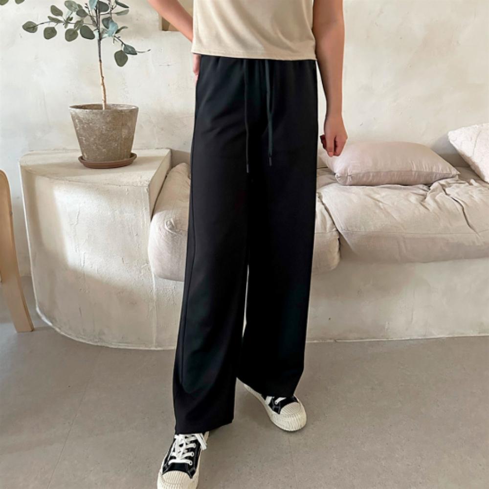 New ArrivalS Open Run Women S Stretch Black Wide Straight pantS drawString