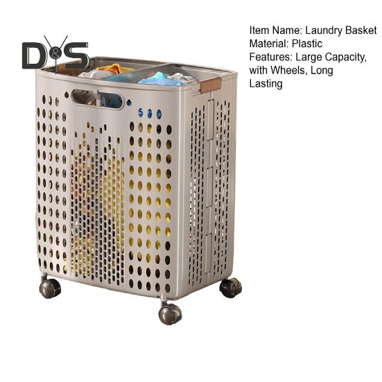 Wäschekorb mit Rädern, großes Fassungsvermögen, faltbares Design, Aufbewahrungskorb mit Rädern und Griff