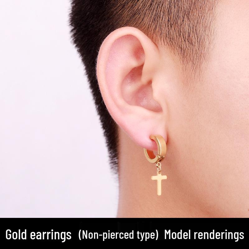 

Baosalina Неалергенні Панк Сережки з Титанової Сталі - Корейська Мода Трендовий Дизайн Хреста з Нержавіючої Сталі