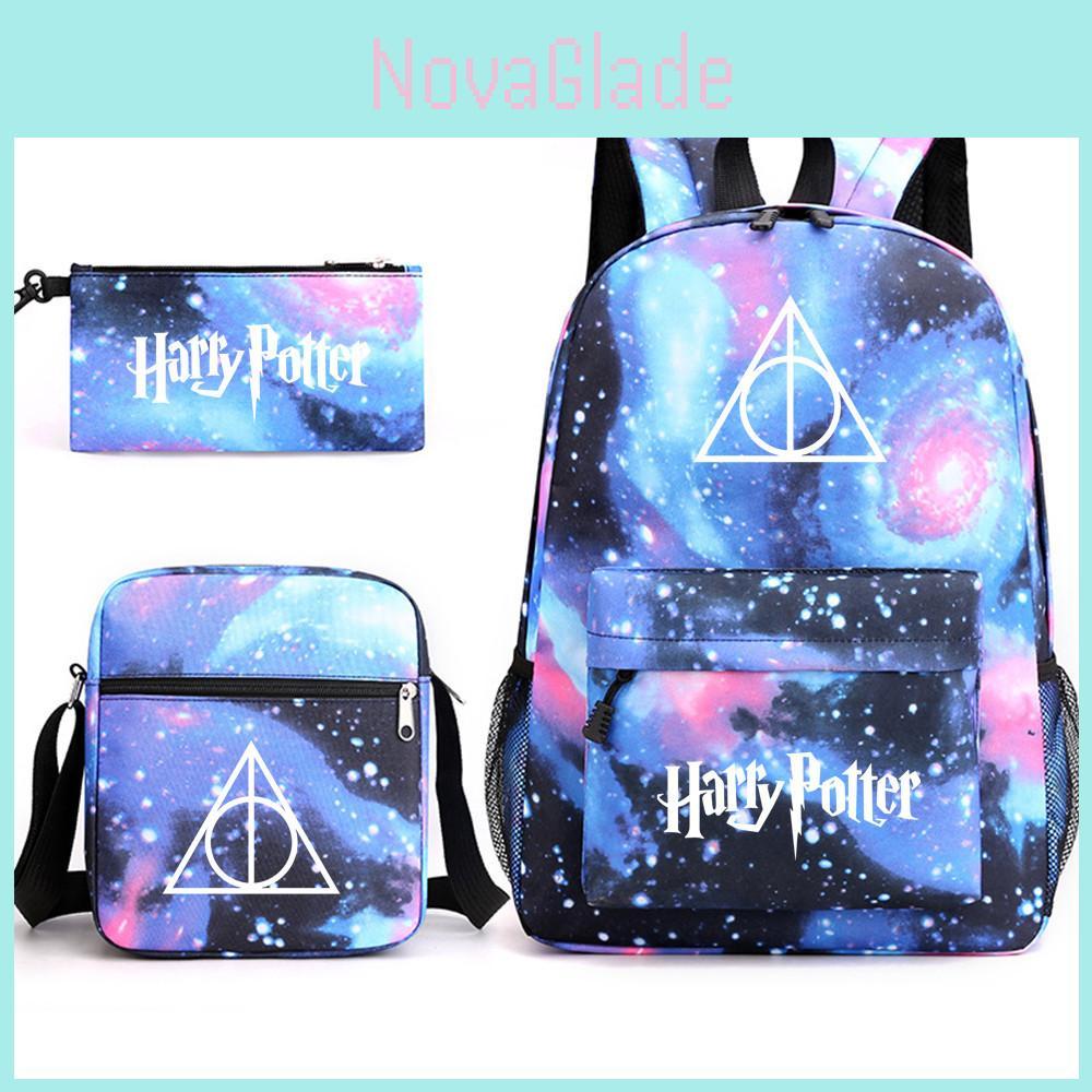 Stylish School Bag Anime Cartoon Print Breathable Canvas Backpack