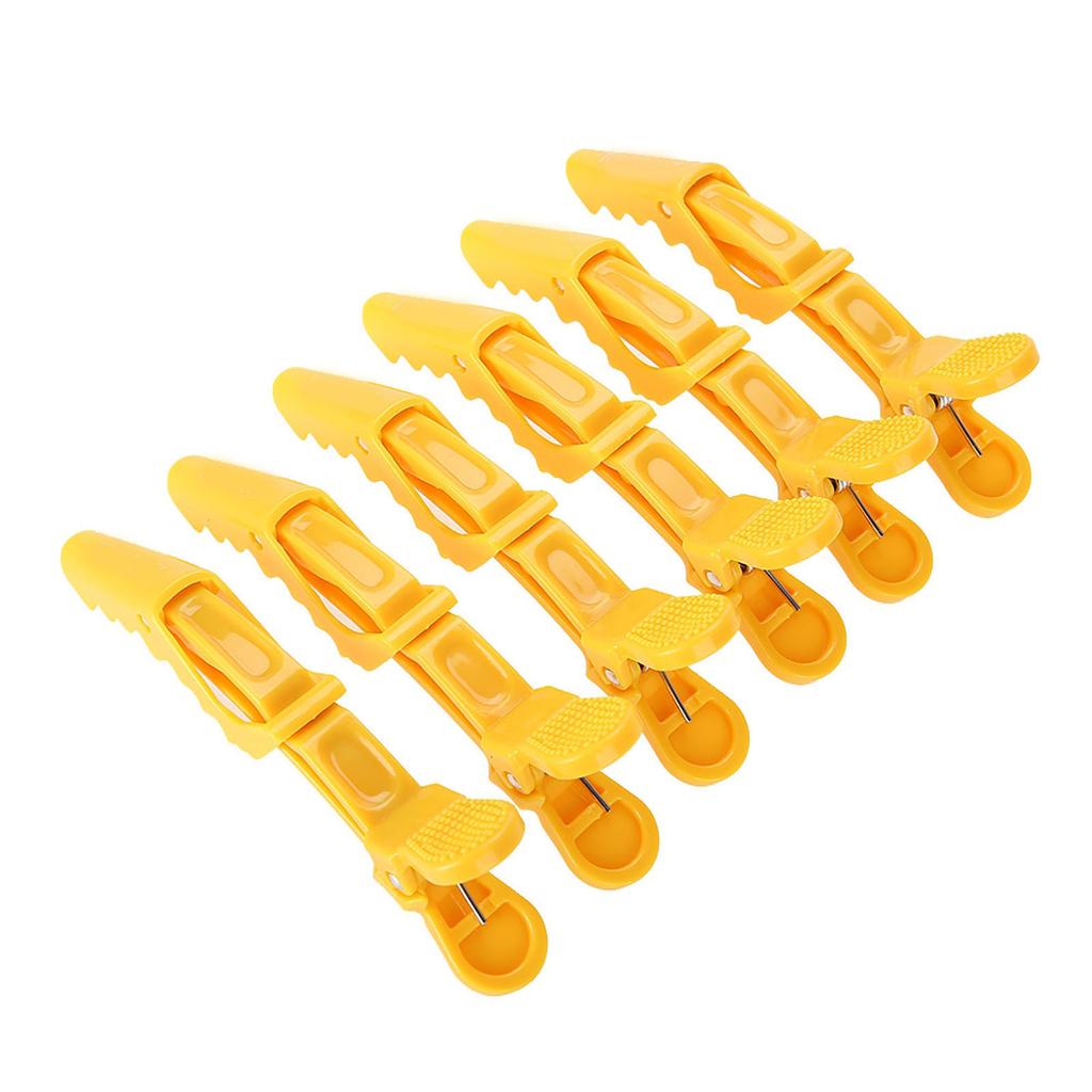 6Pcs Crocodile Hair Clip Anti slip Single Prong Hairdressing Hair Section Claw Clasps Yellow