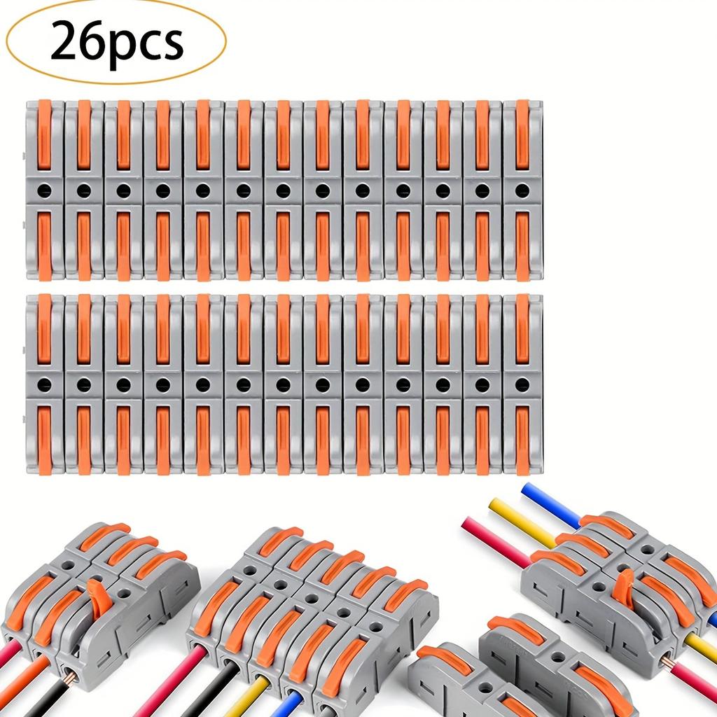 Connecteurs de fil à levier Kit de 50 connecteurs de fil en ligne pour connexion rapide Pousser dans Connecteurs électriques d'épissure compacts