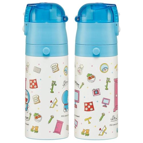 Skater Children's Water Bottle, 2-Way, 420ml (Direct Drinking) or 350ml (Cup Drinking), Sanrio "I'm Doraemon" Design, Small Capacity, Stainless Steel,