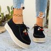 Women's Platform Fashion Single Shoes Fall New Retro Versatile Front Strap Beaded