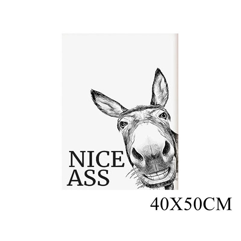 

Vintage Wall Art Classic Funny Animal Donkey Painting HD Canvas Print Poster for Home Bathroom Toilet Bedroom Decoration