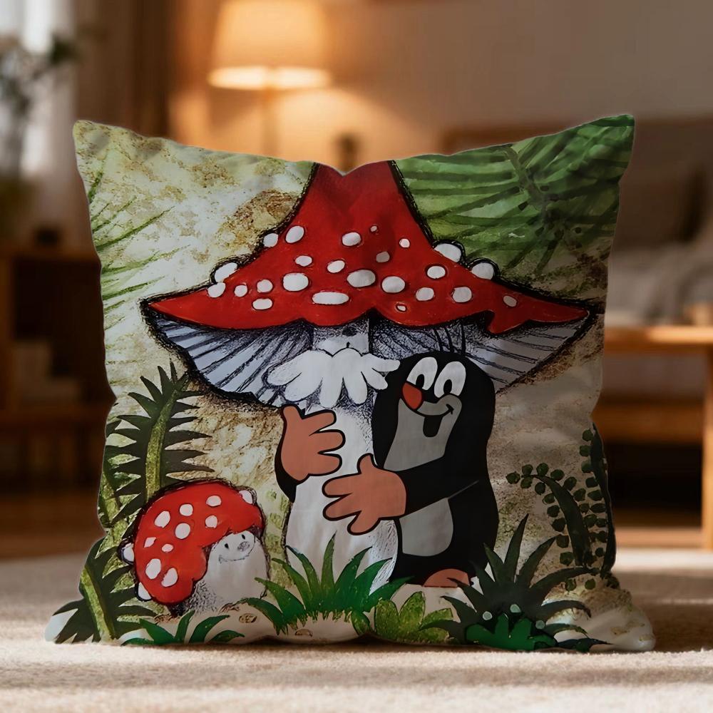 Fashion T-Tthe Little Mole Cushion Cover Soft Washable Pillow Case Multi-Scene For Couch Bed Travel Office Use