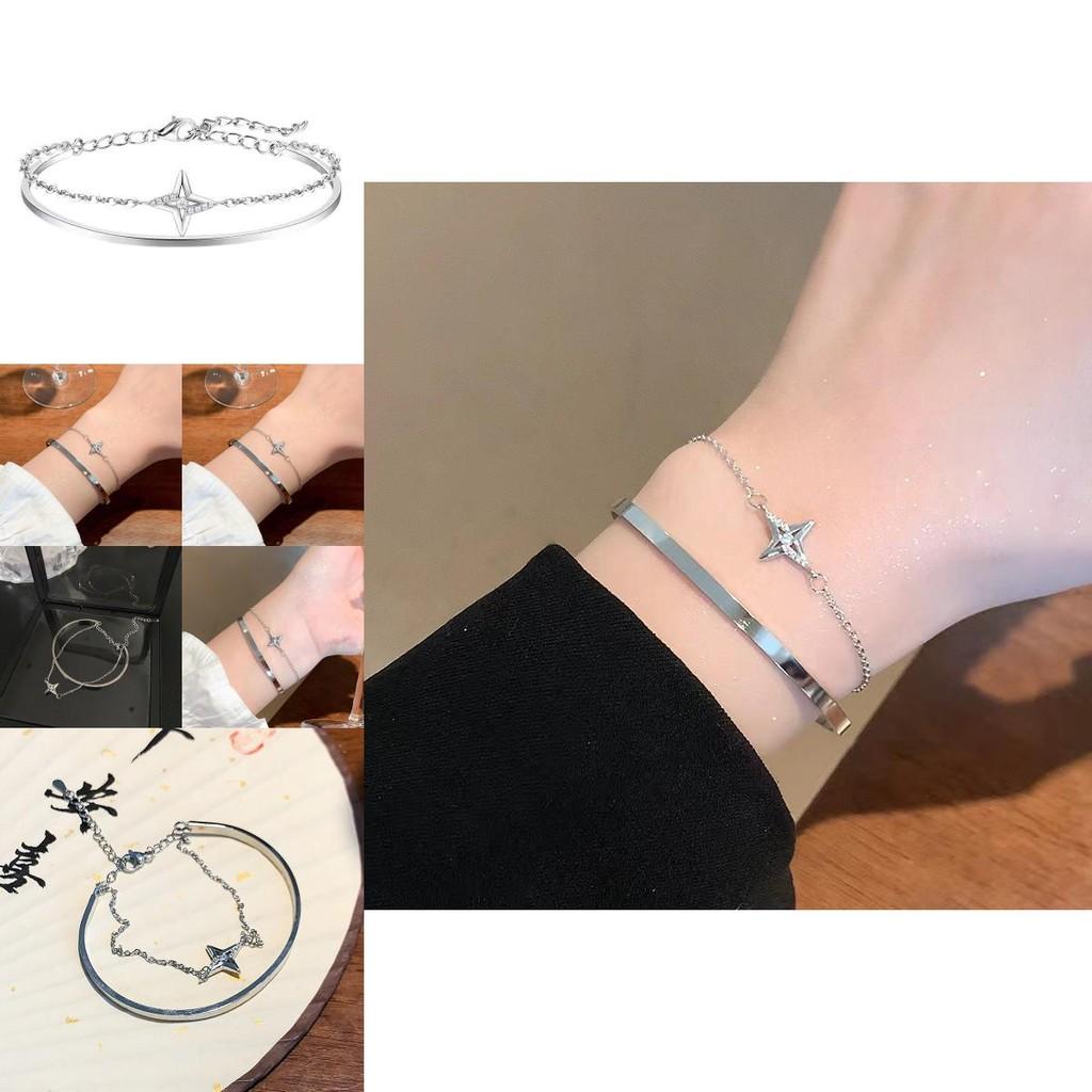 Chic Geometric Star Bracelet Womens Summer 2024 Trendy Double Layer Jewelry