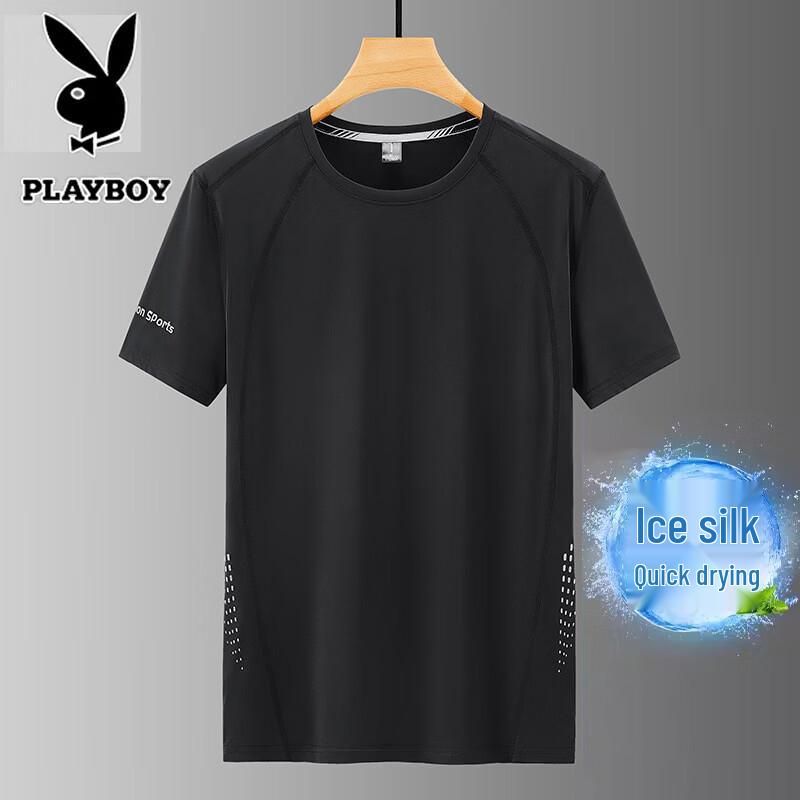 PLAYBOY Men s Ice Silk Quick Dry Short Sleeve T-Shirt 5XL