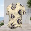 Men Plus Size V Neck Short Sleeve T Shirt Retro Mountain Print Brown Casual Pullover