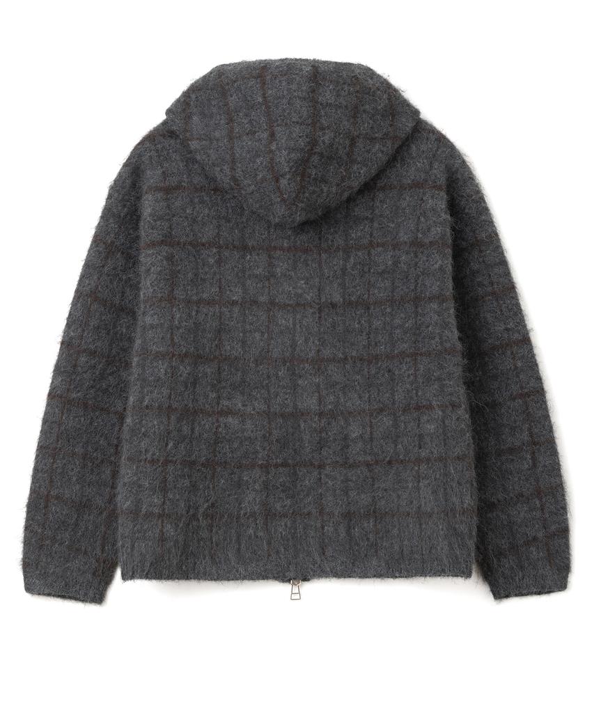 MILLO ARCHIVE Plaid Knit Zip-Up Hoodie [Charcoal]