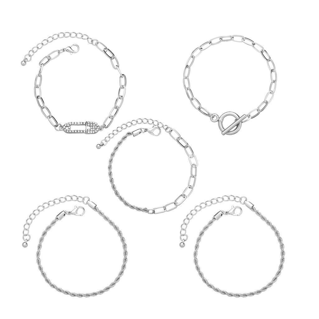 Jewelry, Fashion Personality Point Diamond Twist Chain 5-Piece Set Bracelet Jewelry