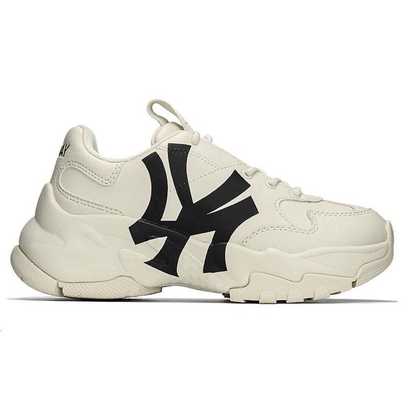 MLB Big Ball Chunky A Synthetic Leather Everyday Versatile Wear Durable Increased Height Low-Top Dad Shoes Unisex Sneaker Beige 3ASHC101N-50BGS