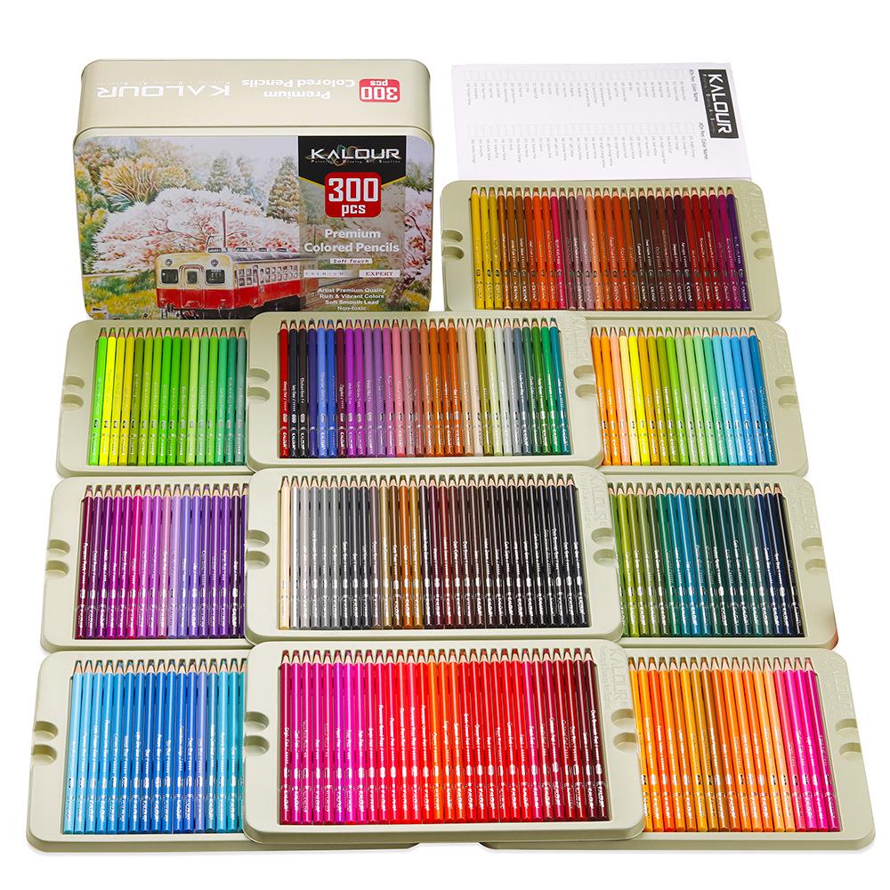 Manufacturer's 300-Color Oil-Based Art Drawing Pencil Set - Round Barrel