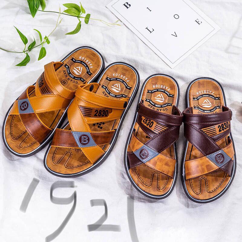 Pantuflas Hombre Verano Sandalias De Cuero Para Hombre Suela De