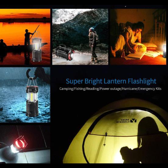 LED Camping Lantern Outdoor Rechargeable Battery Powered 2-in-1 Emergency Light Handheld Telescopic Camping Light