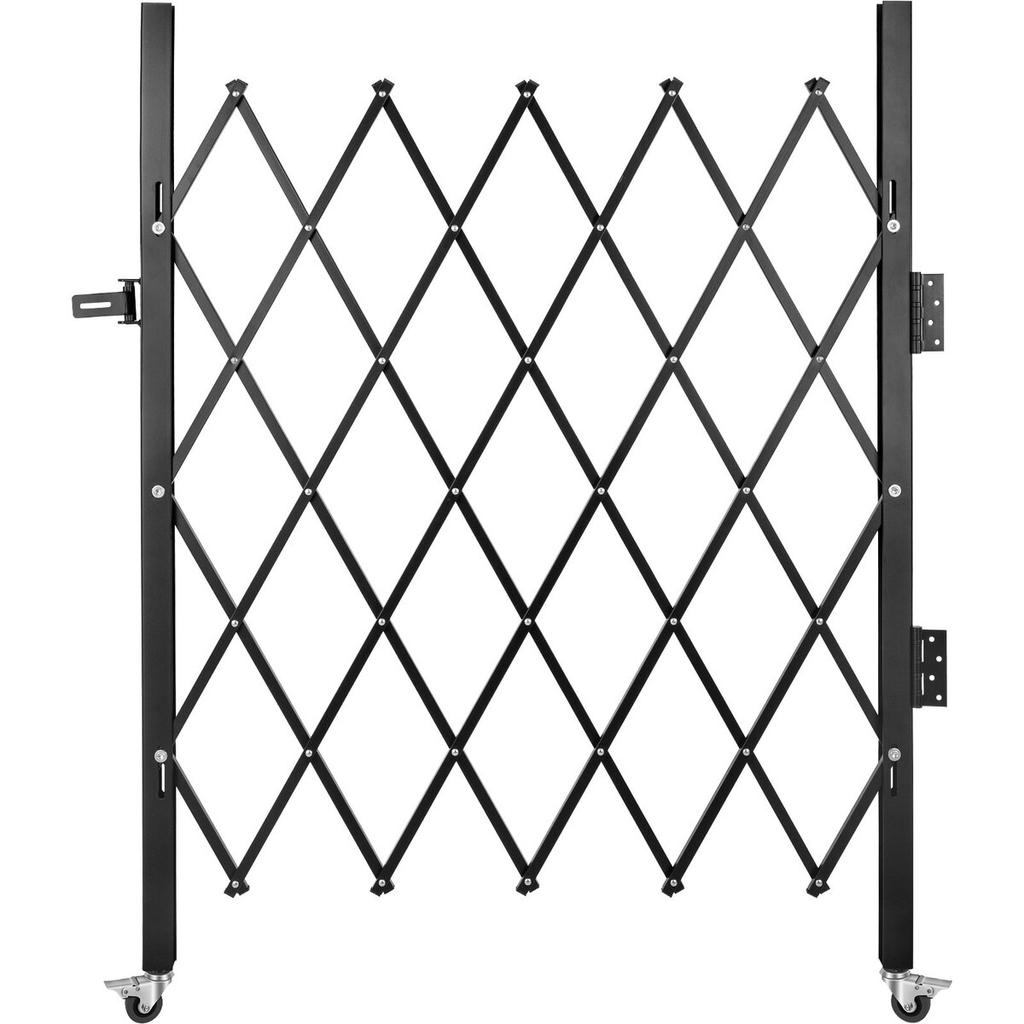 Single Folding Security Gate, 94 × 122 cm(W × H) Folding Door Gate, Steel Accordion Security Gate, Flexible Expanding Security Gate, 360° Rolling