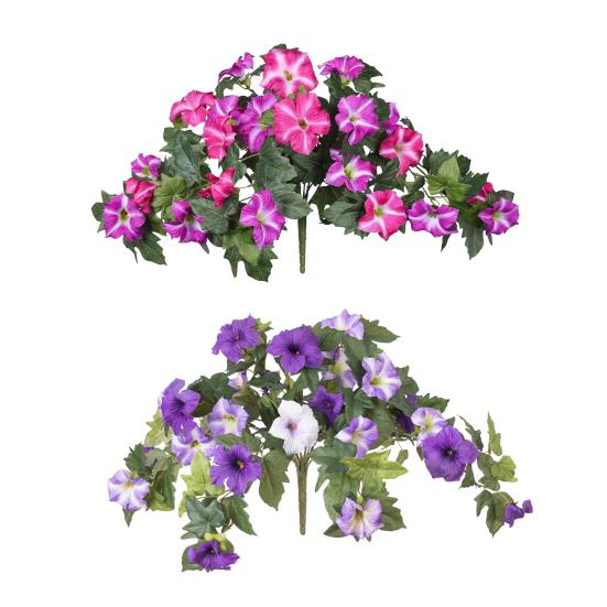 2Pcs Hanging Artificial Morning Glory UV Resistant Realistic Fake Plastic Flower Wedding Party Indoor Outdoor Garden Wall Hanging Faux Bloom