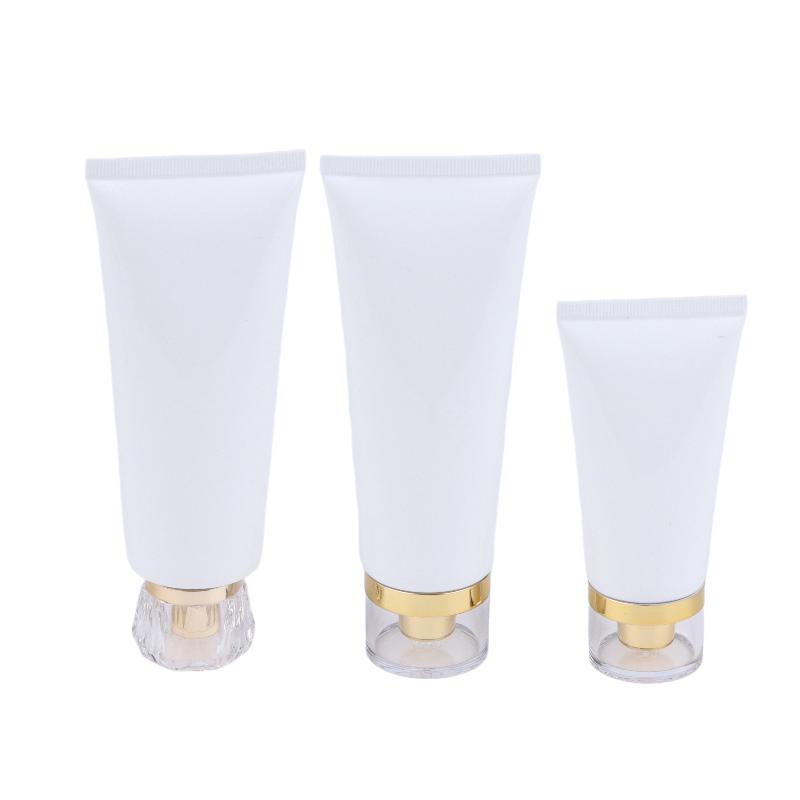 3Pcs 50/100Ml White Empty Cosmetic Squeeze Tubes Travel Dispensing Tubes Refillable Containers For Lotion Cream Facial Cleaner