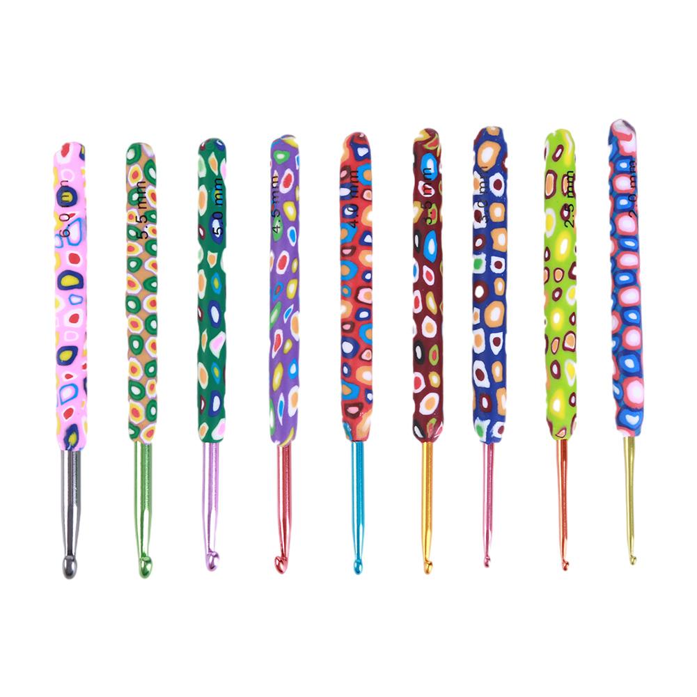 9pcs Colorful Soft Alumina Crochet Hooks Knitting Needles Set 2-6mm Crochet for Weave Sewing Needles Handmade DIY Craft Tool
