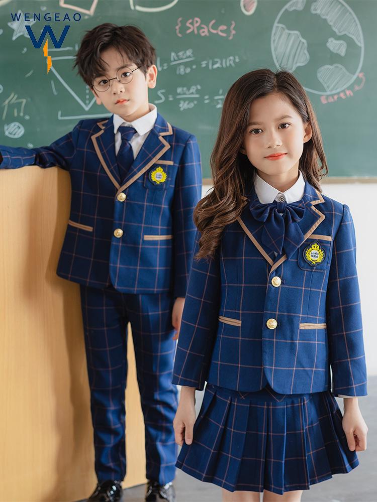 British Academy Style Girls' Pleated Skirt Uniform Set