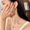 S925 Silver Star Jewelry Set, Natural Crystal Necklace Ring Earrings for Women
