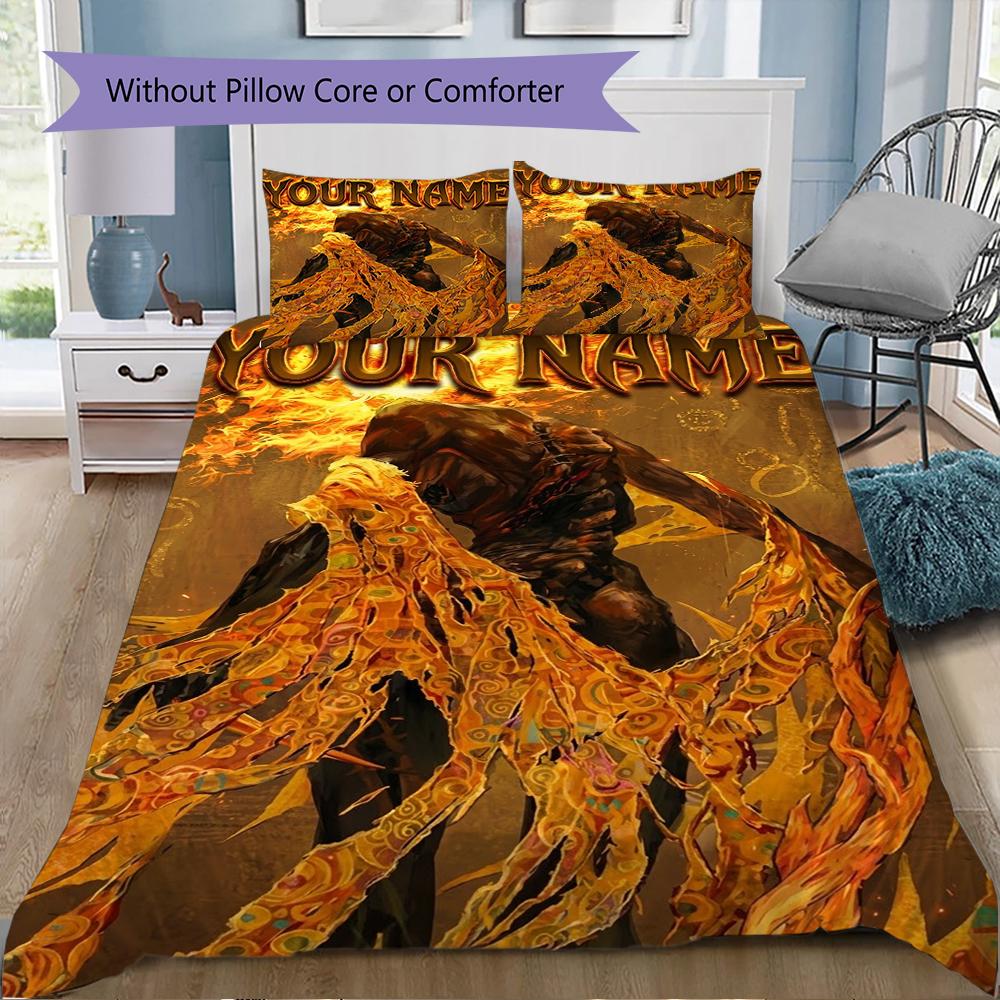 Custom Name Elden Ring Pattern Bedding Uilt Set Uilt Cover Pillowcase Home Decoration Birthday Gift (1*duvet Cover+2*pillowcase Without Core)