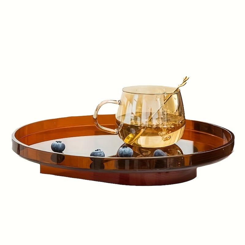 Vassoio Acrilico Trasparente Rettangolare e Rotondo per Tavolino da Caffè, Mobiletto del Bagno, Organizzatore per Vetri